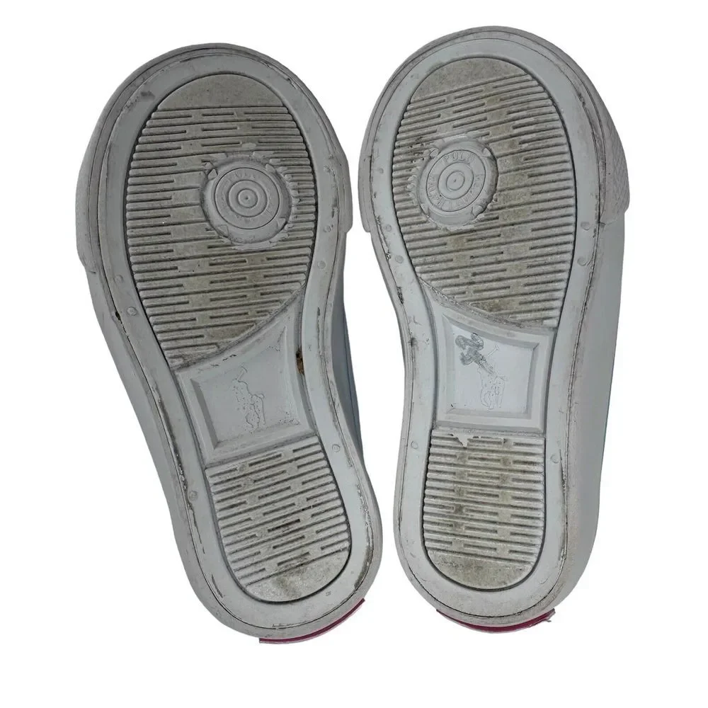 POLO Ralph Lauren Toddler Leather Sneakers‎ Shoes Size 6 White Pink Pony